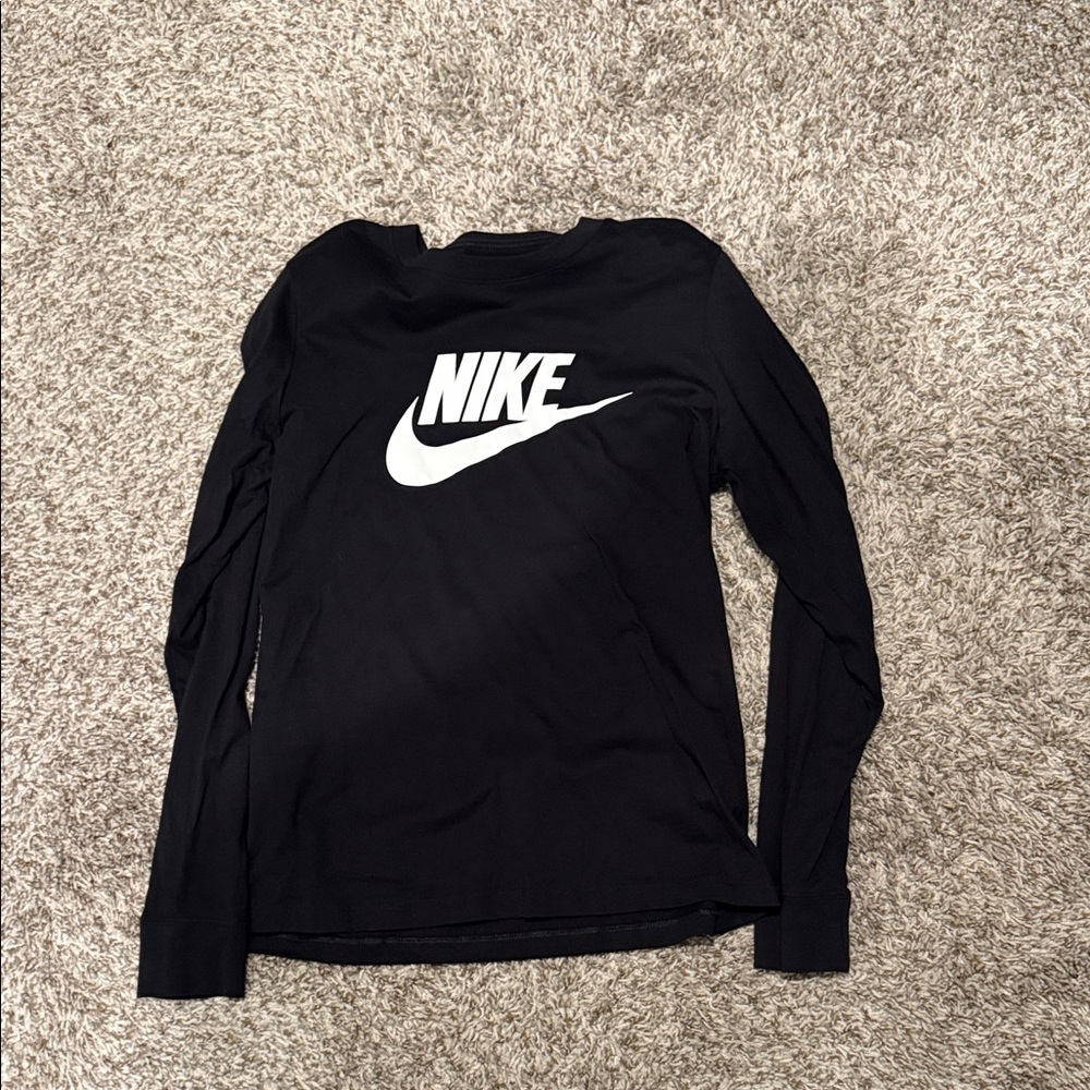Nike Black Long Sleeve Tee with White Logo